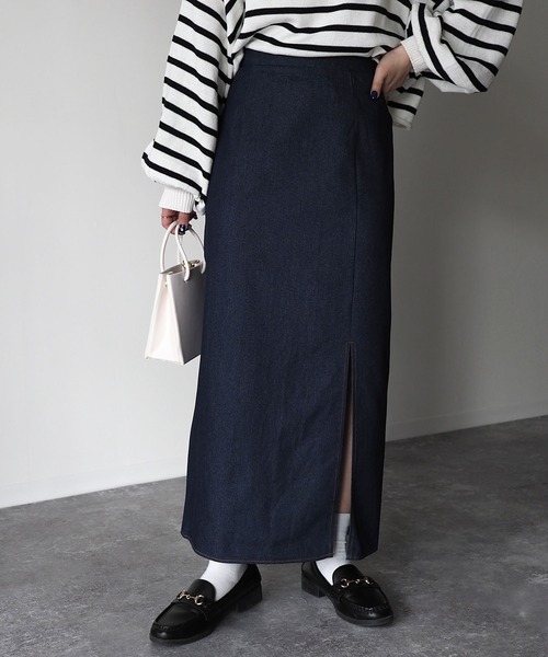 Riberry(リベリー)の「デニムスリットタイトスカート(デニムスカート・レディース・ブルー/インディゴブルー・MEDIUM)」の9枚目の写真