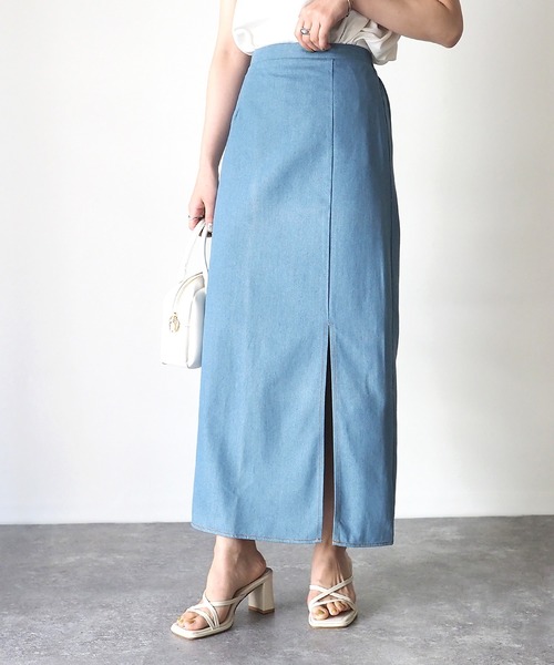 Riberry(リベリー)の「デニムスリットタイトスカート(デニムスカート・レディース・ブルー/インディゴブルー・MEDIUM)」の14枚目の写真