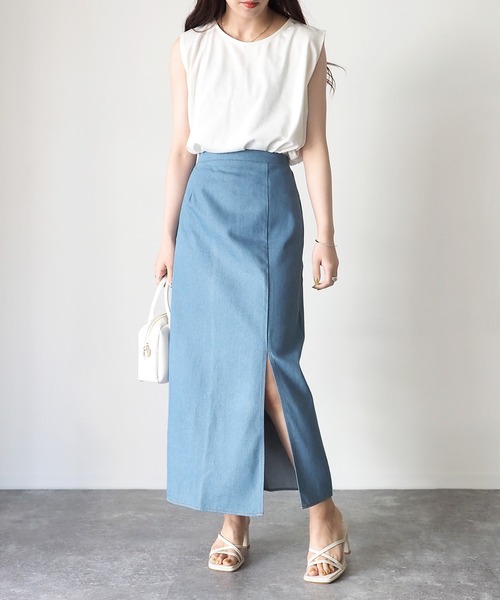 Riberry(リベリー)の「デニムスリットタイトスカート(デニムスカート・レディース・ブルー/インディゴブルー・MEDIUM)」の18枚目の写真