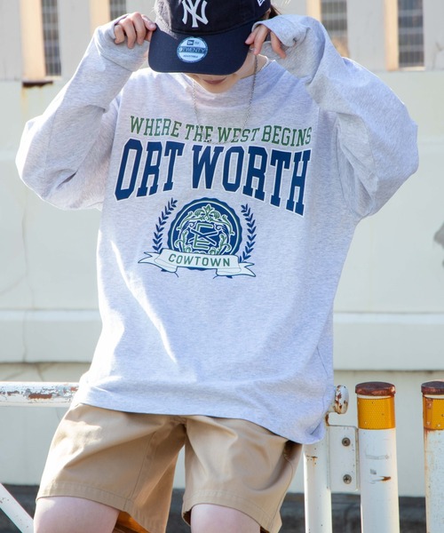 WEGO（ウィゴー）の「WEGO/カレッジプリントロンT（Tシャツ/カットソー・メンズ・ダークグリーン/ネイビー/オートミール/杢グレー・SMALL/MEDIUM/LARGE）」の2枚目の写真