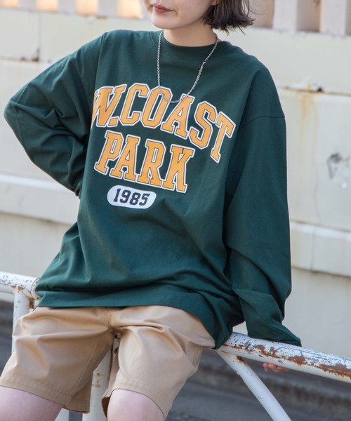 WEGO（ウィゴー）の「WEGO/カレッジプリントロンT（Tシャツ/カットソー・メンズ・ダークグリーン/ネイビー/オートミール/杢グレー・SMALL/MEDIUM/LARGE）」の4枚目の写真