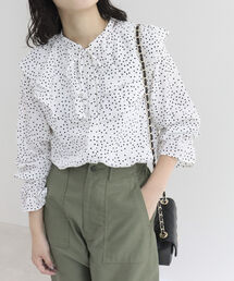 ドットラッフルカラーブラウス