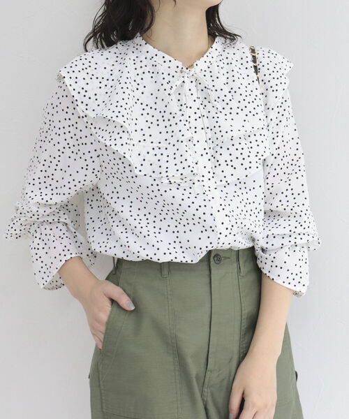 fredy emue（フレディエミュ）の「ドットラッフルカラーブラウス（シャツ/ブラウス・レディース・ホワイト系その他5/ブラック系その他4/ブラック系その他3/ホワイト系その他4・38/36）」の15枚目の写真