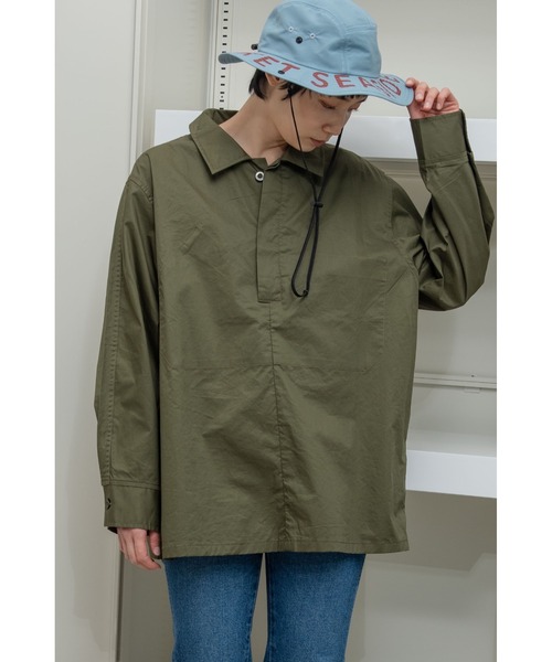 THEATRE PRODUCTS（シアタープロダクツ）の「ハイカウントコットンツイルプルオーバー（シャツ/ブラウス・レディース・ブラック/ベージュ/カーキ・FREE）」の3枚目の写真