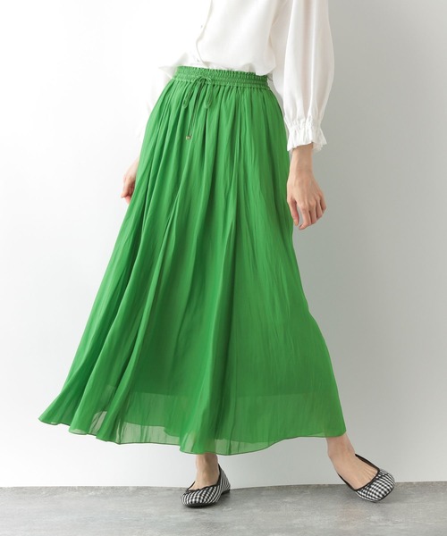 GLOBAL WORK（グローバルワーク）の「エアリーボイルフレアスカート/260824（スカート・レディース・ダークグレー/レッド系その他4/その他/オフホワイト/グリーン系その他7/その他1/ブルー系その他2/ライトグリーン/ライトベージュ・FREE）」の4枚目の写真