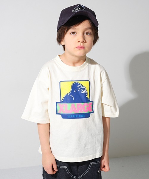 XLARGE KIDS（エクストララージキッズ）の「配色ボックスOGゴリラ5分袖Tシャツ（Tシャツ/カットソー・キッズ・ブラック/ブルー/オフホワイト・110cm/120cm/100cm/140cm/90cm/80ｃｍ/130cm）」の2枚目の写真