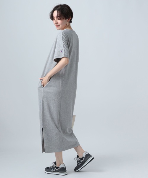 Champion ワンピース(フレンチスリーブAラインワンピース)ライトグレー Champion（チャンピオン）の「【Champion(チャンピオン