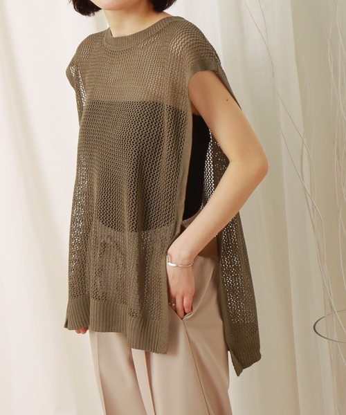 libelle more(リベル モア)の「サイドオープン 7Gメッシュベスト(ベスト・レディース・ベージュ/グリーン/モカ・M)」の2枚目の写真