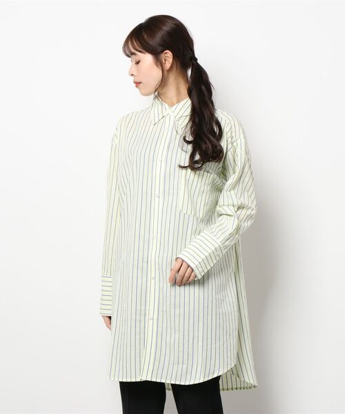 earth music&ecology(アースミュージックアンドエコロジー)の「ストライプオーバーシャツ(シャツ/ブラウス・レディース・ライトピンク/ライトイエロー/ライトブルー・FREE)」の4枚目の写真