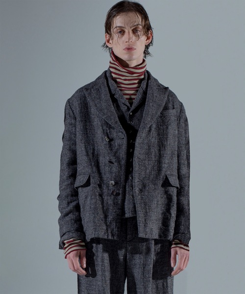 Jieda(ジエダ)の「SHETLAND WOOL JACKET(テーラードジャケット・メンズ・グレー/ブラック・1/2)」の1枚目の写真