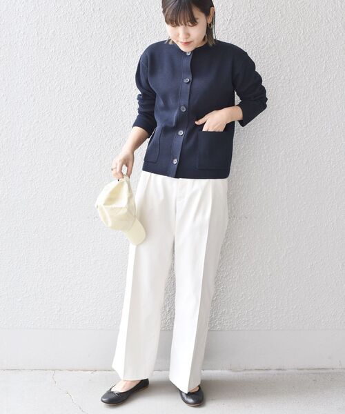 SHIPS Days(シップスデイズ)の「SHIPS Days:クルーネックカーディガン◇(カーディガン/ボレロ・レディース・オフホワイト/グリーン/ネイビー・ONE SIZE)」の6枚目の写真