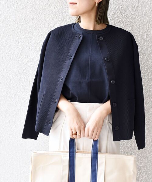 SHIPS Days(シップスデイズ)の「SHIPS Days:クルーネックカーディガン◇(カーディガン/ボレロ・レディース・オフホワイト/グリーン/ネイビー・ONE SIZE)」の17枚目の写真