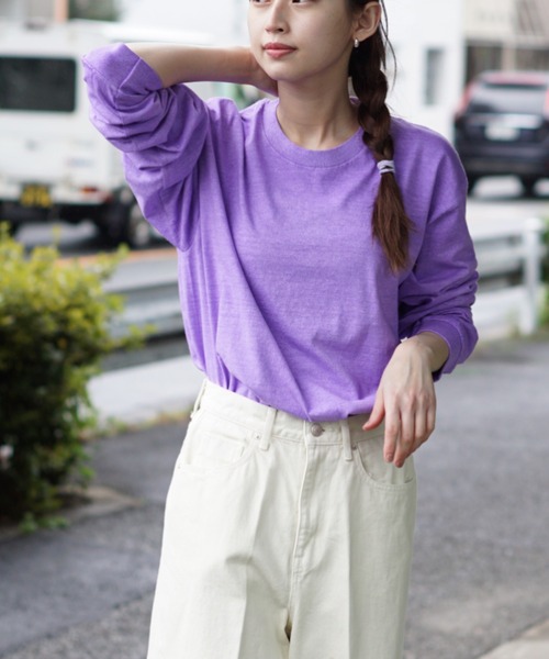 TOWNCRAFT（タウンクラフト）の「TOWNCRAFT / タウンクラフト PIGMENT LS TEE ヴィンテージ加工 長袖Tシャツ オーバーサイズ ロンT（Tシャツ/カットソー・メンズ・ベージュ/スモークピンク/ブルーグレー/グリーン/ネイビー/パープル/ブラック・LARGE/X-LARGE/MEDIUM/XX-LARGE）」の6枚目の写真