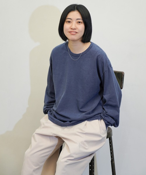 TOWNCRAFT（タウンクラフト）の「TOWNCRAFT / タウンクラフト PIGMENT LS TEE ヴィンテージ加工 長袖Tシャツ オーバーサイズ ロンT（Tシャツ/カットソー・メンズ・ベージュ/スモークピンク/ブルーグレー/グリーン/ネイビー/パープル/ブラック・LARGE/X-LARGE/MEDIUM/XX-LARGE）」の5枚目の写真