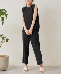 Chez toi | カットリブノースリプルオーバー×ワイドパンツ(アンサンブル)