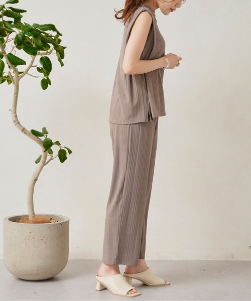 Chez toi（シェトワ）の「カットリブノースリプルオーバー×ワイドパンツ（アンサンブル・レディース・ブラック/ピンク/グレイッシュベージュ・FREE）」の9枚目の写真