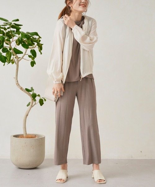 Chez toi（シェトワ）の「カットリブノースリプルオーバー×ワイドパンツ（アンサンブル・レディース・ブラック/ピンク/グレイッシュベージュ・FREE）」の11枚目の写真