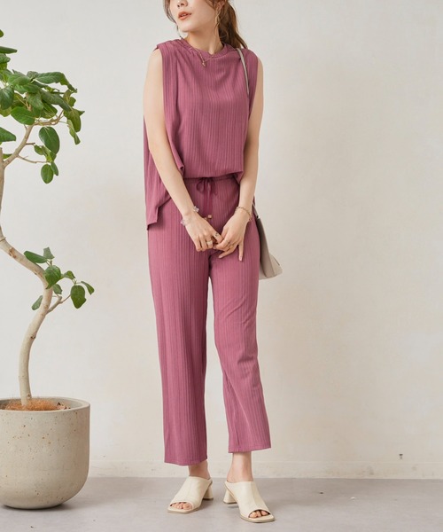 Chez toi（シェトワ）の「カットリブノースリプルオーバー×ワイドパンツ（アンサンブル・レディース・ブラック/ピンク/グレイッシュベージュ・FREE）」の20枚目の写真