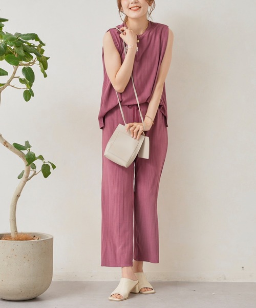 Chez toi（シェトワ）の「カットリブノースリプルオーバー×ワイドパンツ（アンサンブル・レディース・ブラック/ピンク/グレイッシュベージュ・FREE）」の21枚目の写真