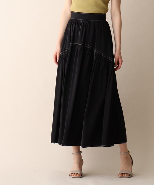 OPAQUE.CLIP（オペークドットクリップ）の「◆バイカラーステッチフレアスカート（スカート・レディース・ホワイト系7/ブラック系4/イエロー系9・36/38）」の3枚目の写真