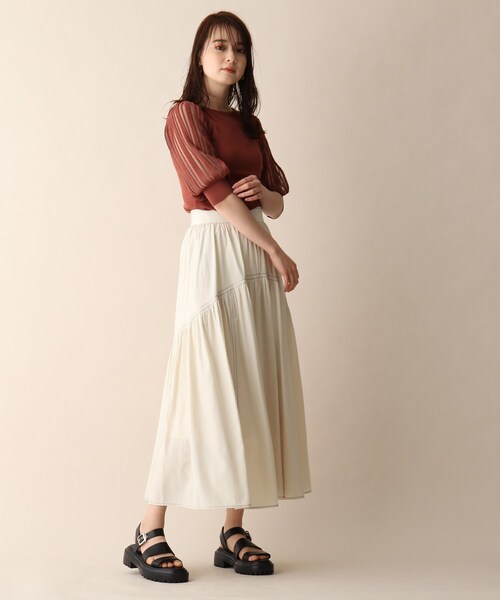 OPAQUE.CLIP（オペークドットクリップ）の「◆バイカラーステッチフレアスカート（スカート・レディース・ホワイト系7/ブラック系4/イエロー系9・36/38）」の11枚目の写真