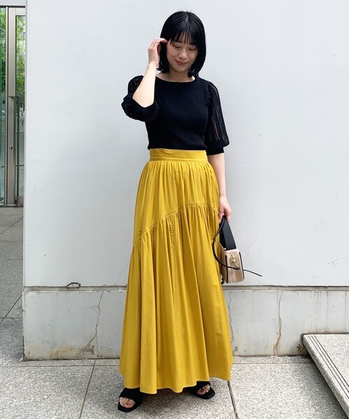 OPAQUE.CLIP（オペークドットクリップ）の「◆バイカラーステッチフレアスカート（スカート・レディース・ホワイト系7/ブラック系4/イエロー系9・36/38）」の17枚目の写真