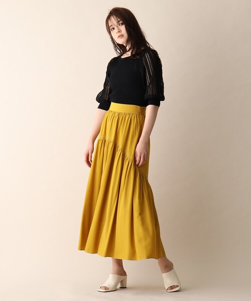 OPAQUE.CLIP（オペークドットクリップ）の「◆バイカラーステッチフレアスカート（スカート・レディース・ホワイト系7/ブラック系4/イエロー系9・36/38）」の19枚目の写真