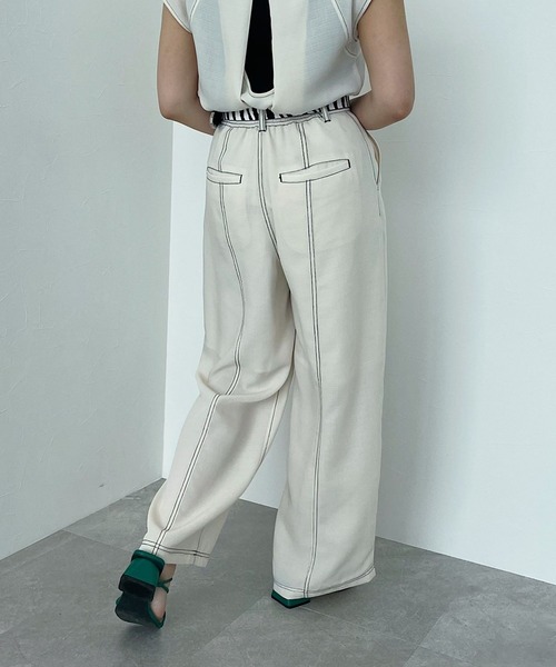 PAGEBOY（ページボーイ）の「ステッチルーズパンツ（その他パンツ・レディース・オフホワイト/ブラック/パープル系その他・FREE）」の9枚目の写真