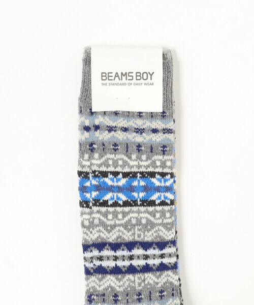 BEAMS BOY(ビームスボーイ)の「BEAMS BOY / テレコ フェアアイル ソックス(ソックス/靴下・レディース・レッド/グレー・ONE SIZE)」の3枚目の写真