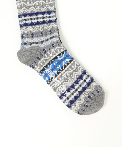 BEAMS BOY(ビームスボーイ)の「BEAMS BOY / テレコ フェアアイル ソックス(ソックス/靴下・レディース・レッド/グレー・ONE SIZE)」の4枚目の写真