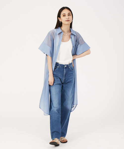 qualite（カリテ）の「シアーシャツワンピース（ワンピース・レディース・ブラック/ブルー・フリー）」の3枚目の写真