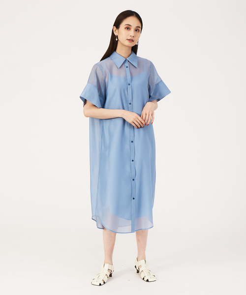 qualite（カリテ）の「シアーシャツワンピース（ワンピース・レディース・ブラック/ブルー・フリー）」の4枚目の写真