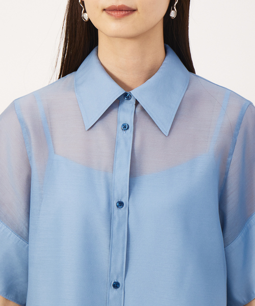 qualite（カリテ）の「シアーシャツワンピース（ワンピース・レディース・ブラック/ブルー・フリー）」の9枚目の写真