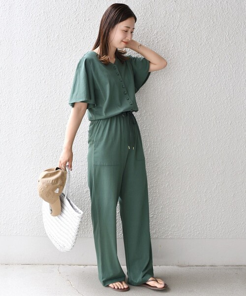 SHIPS(シップス)の「*フロントボタンVネックサロペット◇(つなぎ/オールインワン・レディース・チャコールグレー/グリーン/ライム/ダークブルー・SMALL/MEDIUM)」の13枚目の写真