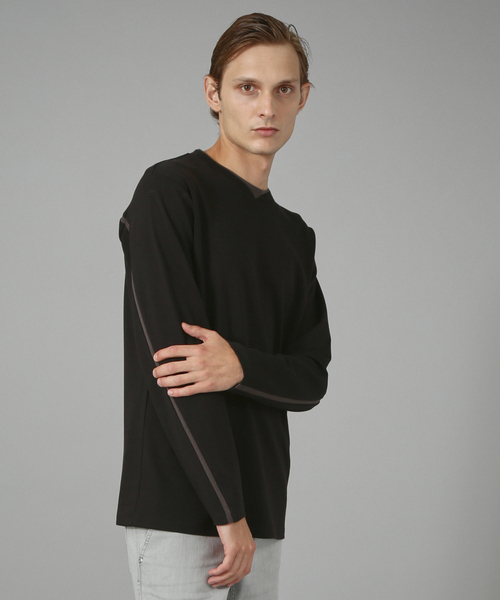 5351 POUR LES HOMMES(ゴーサンゴーイチプールオム)の「バックラインロングスリーブTシャツ(Tシャツ/カットソー・メンズ・ホワイト/ブラック/カーキ・44/46/48/50)」の1枚目の写真