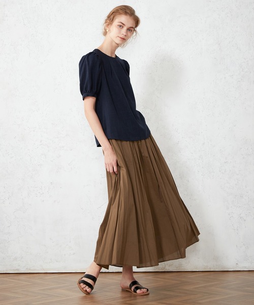 LE SOUK HOLIDAY（ルスークホリデー）の「リネンライクタックスリーブブラウス（シャツ/ブラウス・レディース・ネイビー/グリーン/モカ/イエロー・L/M）」の10枚目の写真