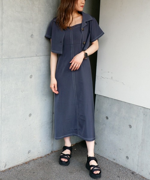 美品⭐︎一回の使用のみワンピースジャケットセット⭐︎ any SiS セットアップ 「貴島明日香さんコラボ・3点セット