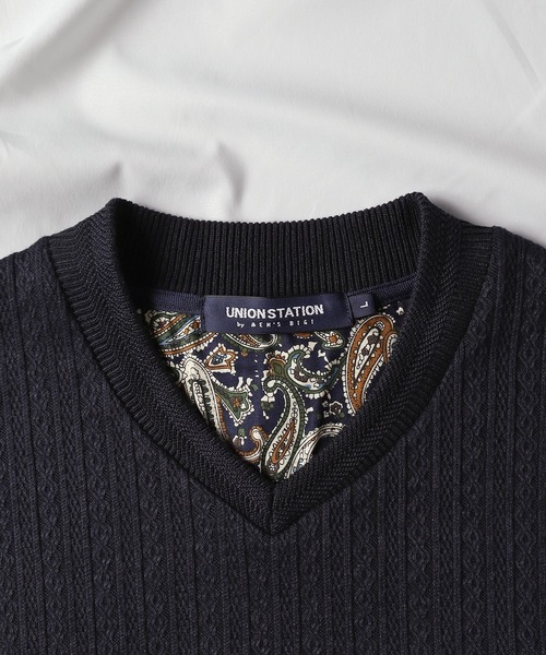 UNION STATION（ユニオンステーション）の「【EFFORTLESS】フクレジャガード縦柄ロンT（Tシャツ/カットソー・メンズ・ホワイト/ベージュ/ネイビー・LL/M/L）」の9枚目の写真