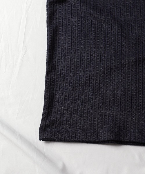 UNION STATION（ユニオンステーション）の「【EFFORTLESS】フクレジャガード縦柄ロンT（Tシャツ/カットソー・メンズ・ホワイト/ベージュ/ネイビー・LL/M/L）」の6枚目の写真