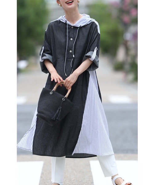 ワンピース Cawaii カワイイ のワンピース ラフに大人可愛い 異素材合わせのパーカーミディアムワンピース Wnc を購入できます French ラフに大人可愛い 異素材合わせのパーカーミディアムワンピース ワンピース Cawaii カワイイ のファッション