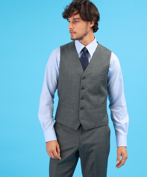 TAKEO KIKUCHI(タケオキクチ)の「【3ピース対応】シャイニーシャークピンヘッド ベスト(スーツベスト・メンズ・チャコールグレー/ダークネイビー/ダークグレー・02/03/04/01/05)」の4枚目の写真