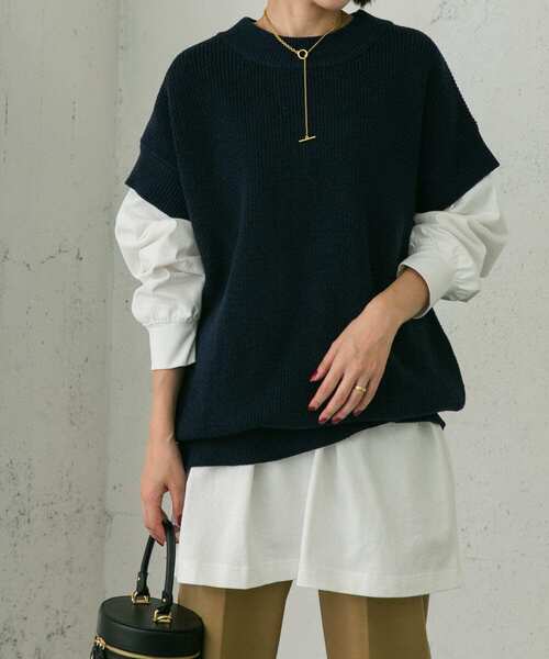 UR Lab.(アーバンリサーチラボ)の「ニットルーズベスト(ベスト・レディース・ブラック/ネイビー/モカ・FREE)」の3枚目の写真