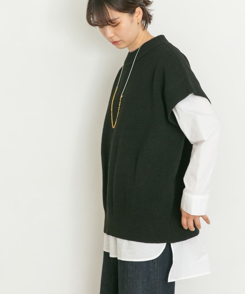 UR Lab.(アーバンリサーチラボ)の「ニットルーズベスト(ベスト・レディース・ブラック/ネイビー/モカ・FREE)」の5枚目の写真