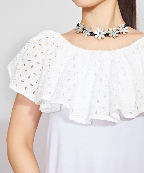 Maunaloa(マウナロア)の「【Maunaloa】フレンチフリルトップス(Tシャツ/カットソー・レディース・ホワイト/ブラック/マジェンタ・M/L)」の7枚目の写真