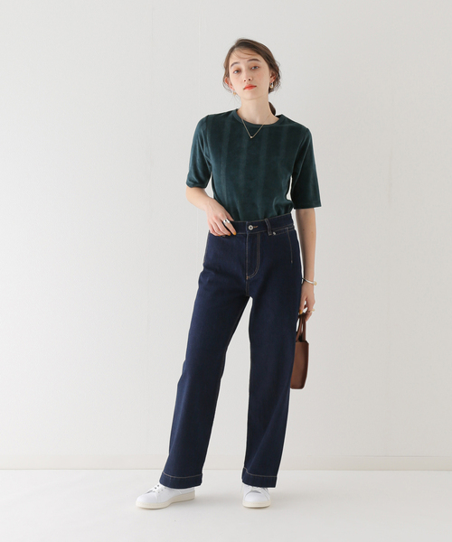 SLOBE citron.（スローブシトロン）の「【MILLER/ミラー】SLOBE citron. ベロアハーフスリーブTEE（Tシャツ/カットソー・レディース・グリーン・FREE）」の7枚目の写真