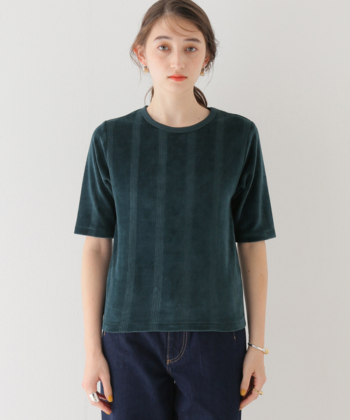 SLOBE citron.（スローブシトロン）の「【MILLER/ミラー】SLOBE citron. ベロアハーフスリーブTEE（Tシャツ/カットソー・レディース・グリーン・FREE）」の12枚目の写真