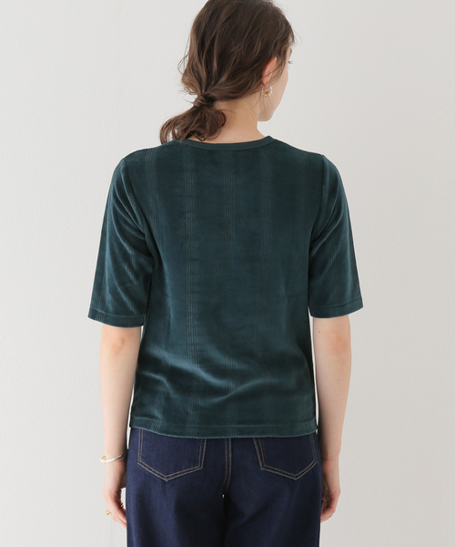 SLOBE citron.（スローブシトロン）の「【MILLER/ミラー】SLOBE citron. ベロアハーフスリーブTEE（Tシャツ/カットソー・レディース・グリーン・FREE）」の3枚目の写真