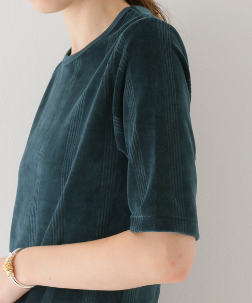 SLOBE citron.（スローブシトロン）の「【MILLER/ミラー】SLOBE citron. ベロアハーフスリーブTEE（Tシャツ/カットソー・レディース・グリーン・FREE）」の6枚目の写真