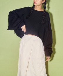 HANNE | クロップド丈ボリュームスリーブスウェット/プルオーバー(ニット/セーター)