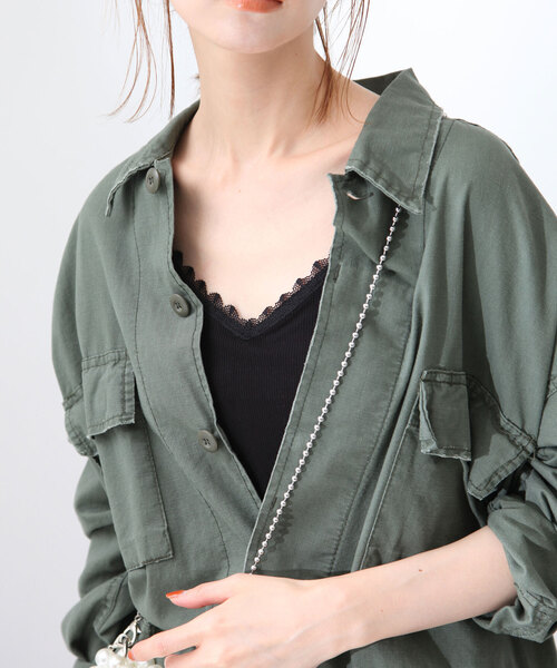 SLOBE IENA（スローブイエナ）の「パット付きレースキャミ（キャミソール・レディース・ブラック/アイボリー・FREE）」の5枚目の写真